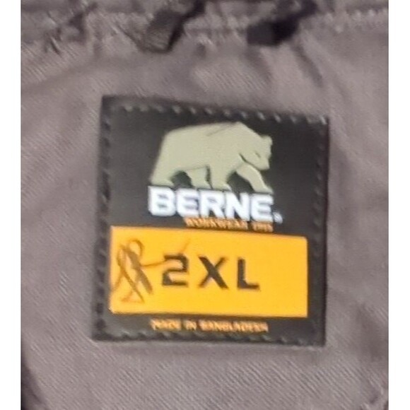 Berne Men's Duck Quilt-lined Traditional Shirt Jacket 2XL Slate Pockets/Snaps - Picture 6 of 8